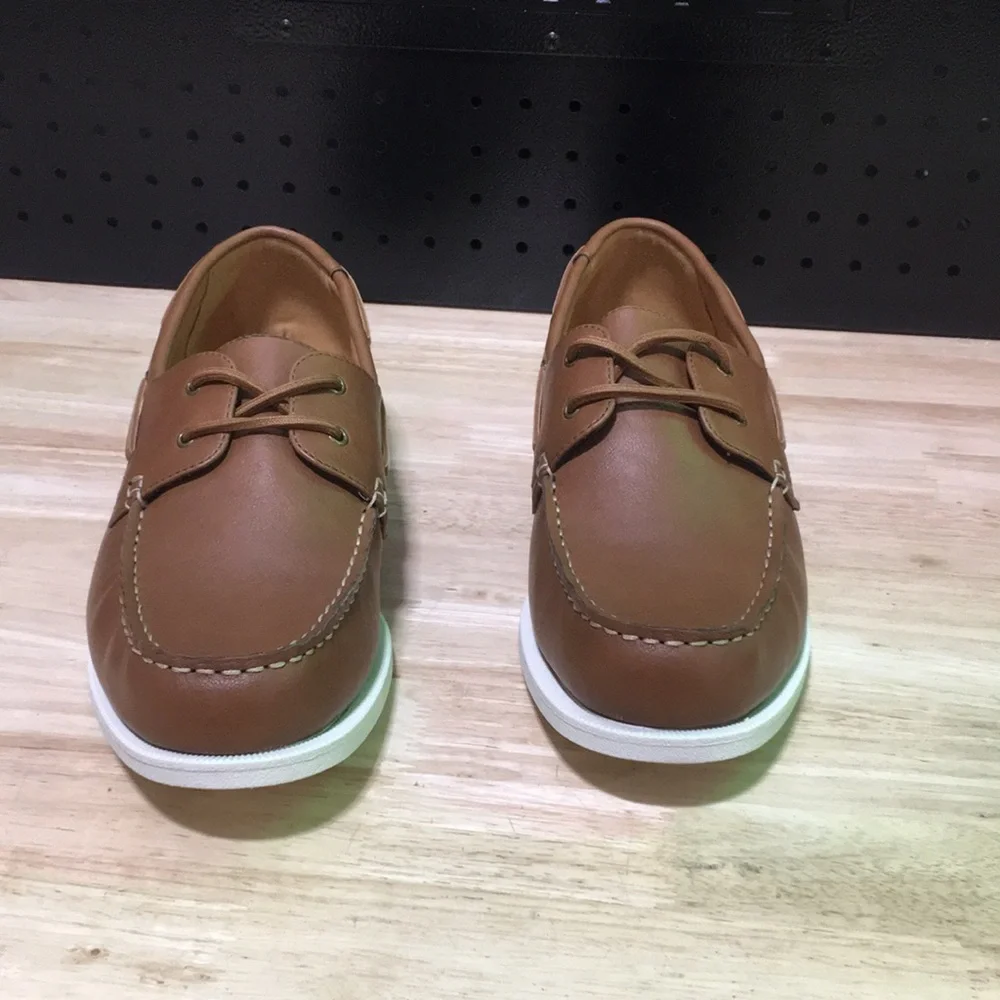 New WB Club Room Men's Brown Leather‎ Boat Shoes